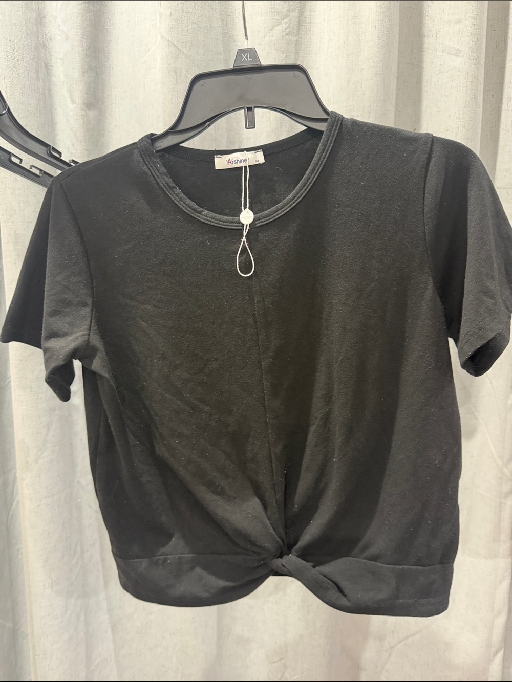 Ashine Black Short Sleeve Knot-Front Tee for Kids